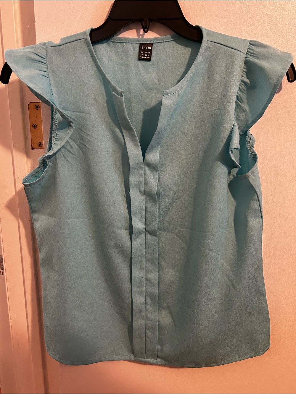 SHEIN Light Aqua Cap Sleeve Blouse